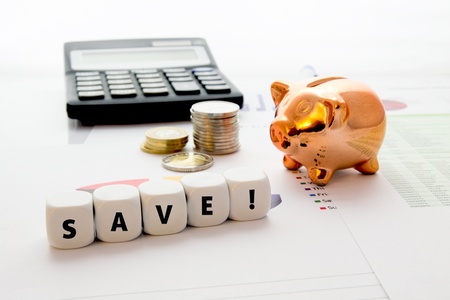 Savings concept on colorful business backgroundの写真素材