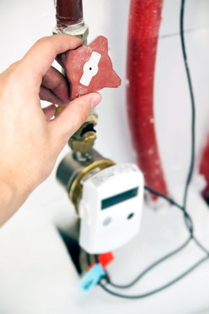 Closeup of energy heat meter