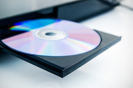 Disc insterted to DVD or CD playerの写真素材