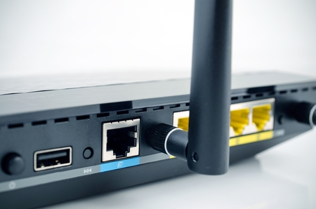 Modern wireless wi-fi router close upの写真素材