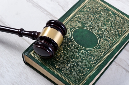 Law gavel and book composition. law gavel lawyer book wooden court attorney background conceptの写真素材