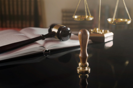 Court gavel, scale of justice, law theme. law lawyer hammer attorney court background composition judge conceptの写真素材