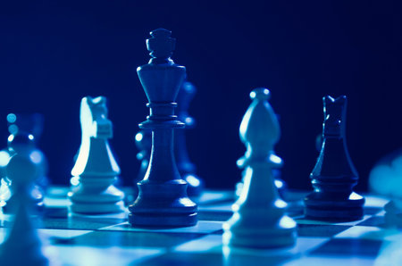 Chess financial business strategy concept. King on the chessboardの写真素材