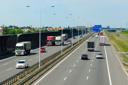 WROCLAW, POLAND - JUNE, 2018: Highway A8 in Poland near airport