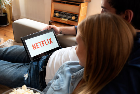 WROCLAW, POLAND - AUG 18, 2018: Netflix is a global provider of streaming movies and TV series.のeditorial素材