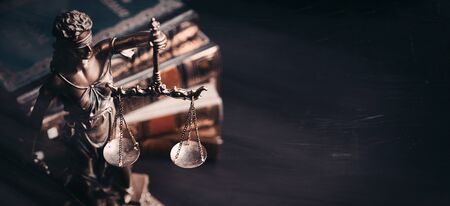 Lady justice. Statue of Justice in library. Legal and law background conceptの写真素材