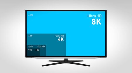 Comparing TV resolutions on television screen, conceptual graphicの写真素材