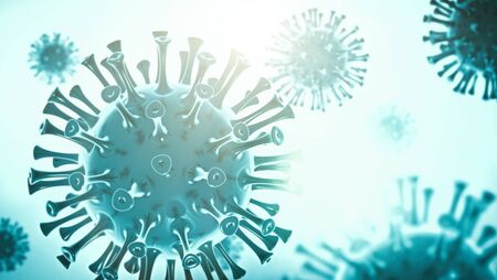 Coronavirus 3D render, COVID-19 corona virus pandemic graphicの写真素材
