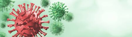 Coronavirus 3D render, COVID-19 pandemic. Web banner background imageの写真素材