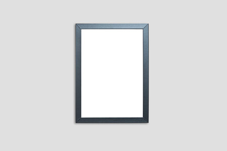 Blank photo frame on the wall. Black rectangular mockup frame for your presentation