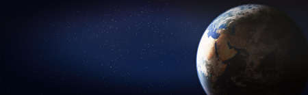 Earth globe in the outer space. Abstract background with copy space.の写真素材