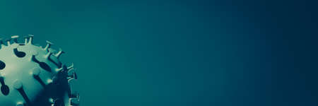 Coronavirus 3D render, COVID-19 pandemic. Virus microscope view, close up graphic. Background with copy spaceの写真素材