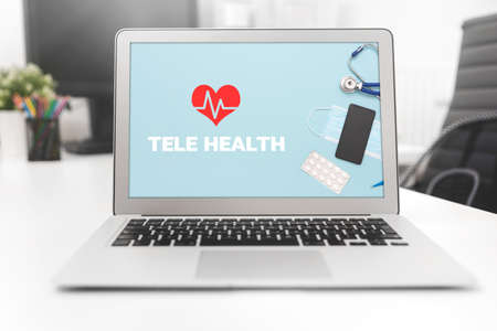 Telemedicine or telehealth concept on laptop screenの写真素材