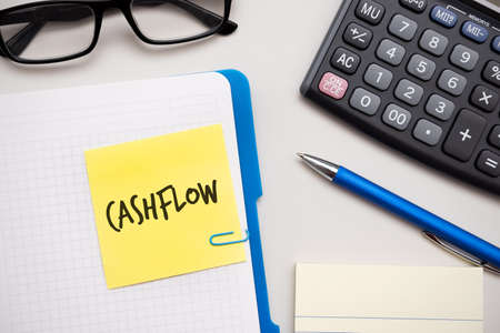Cashflow word on sticky note. Savings, financial conceptの写真素材