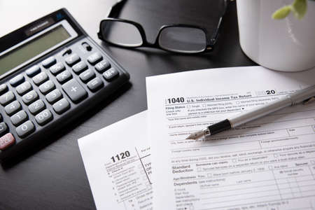 US tax form on desk. Tax income 2020 conceptの写真素材