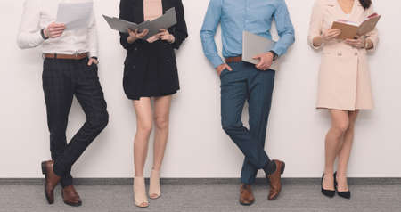 Human resources, interview, recruitment concept. People are standing in the waiting roomの写真素材