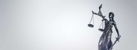 Law, legal concept with lady justice statue. Wide image with copy spaceの写真素材