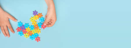 World Autism Awareness Day. Puzzle as a symbol of the autism spectrumの写真素材