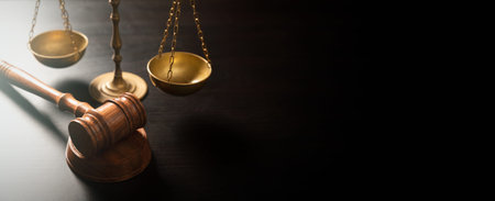 Judge's gavel and weight scale. Law and justice system.