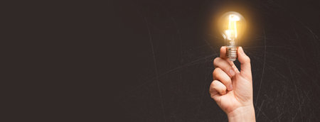 Business, creative idea concept with shining light bulb
