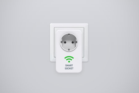 Electrical smart socket, energy efficiency, smart home conceptの写真素材
