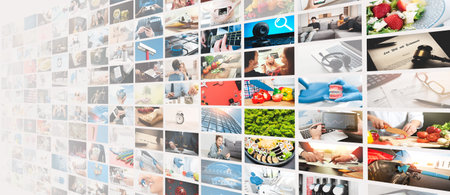 Television streaming video concept. Media TV video on demand technology
