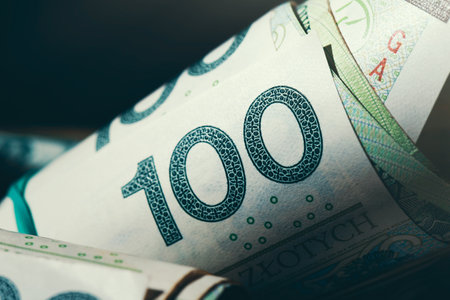 Polish 100 banknotes, Polish money, PLN currencyの写真素材