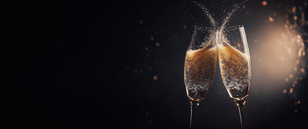 Two glasses of champagne, New Year's Eve party - Generative AIの素材