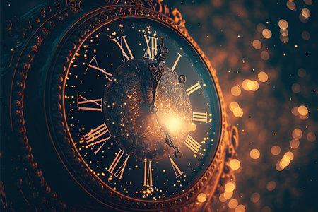 Time past concept with old retro clock, passing away, generative AIの素材