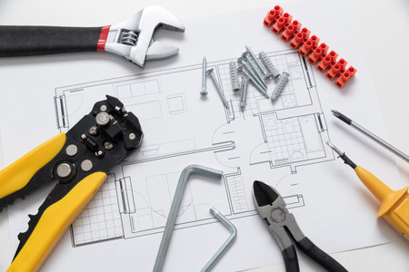 Multiple repair tools, workshop and DIY concept