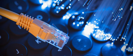 Internet cable, fiber optics concept. High speed fiber optic internet concept