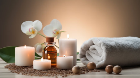 Spa still life with candles, generative AIの素材