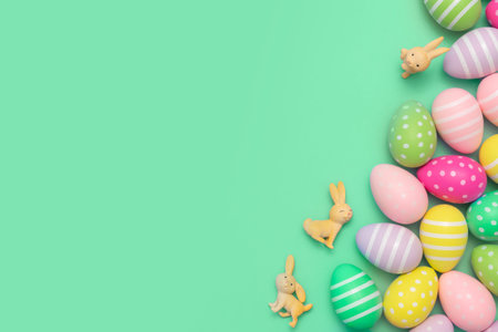 Easter eggs concept gift card background, copy space