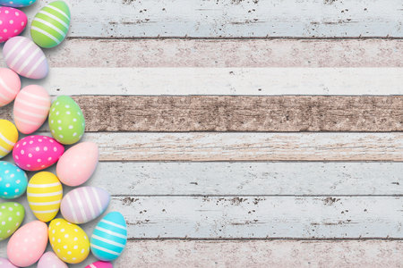 Easter eggs concept gift card background, copy space