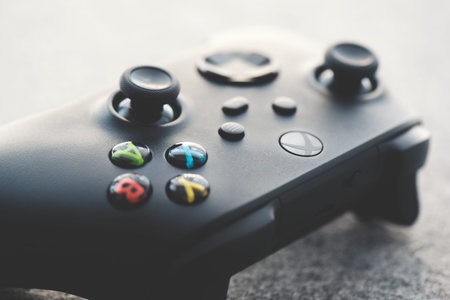 Wroclaw, Poland - MAR 06, 2024: XBOX Series pad close up. Xbox is the most popular gaming console