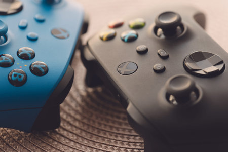 Wroclaw, Poland - MAR 06, 2024: XBOX Series pad close up. Xbox is the most popular gaming console