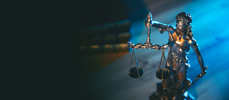 Lady justice. Statue of Justice in library. Legal and law background conceptの写真素材