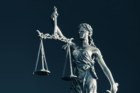 Justice statue of a woman holding scales. Law and justice conceptの写真素材