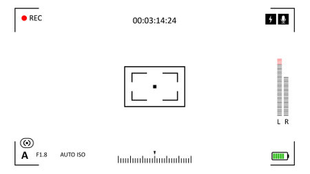 Camera recording screen overlay. Timecode and recording indicator viewfinderの写真素材