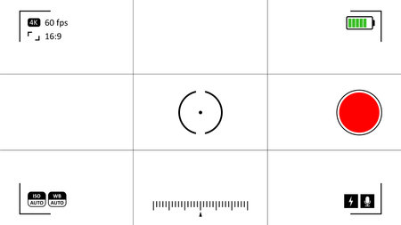Camera recording screen overlay. Timecode and recording indicator viewfinder