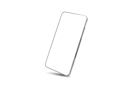 Modern smartphone mockup, blank screen on white backgroundの写真素材