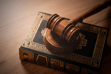 Judge gavel and book, law and justice conceptの写真素材