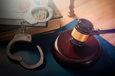 Judge gavel and book, law and crime conceptの写真素材
