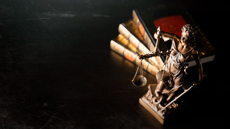 Lady justice. Statue of Justice in library. Legal and law background conceptの写真素材