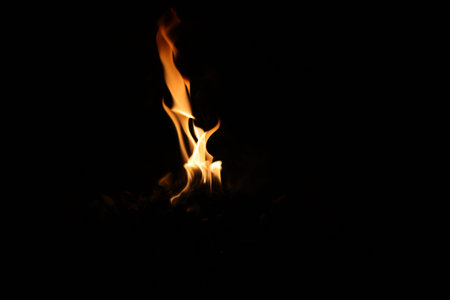 Fire flames on a black background. Fire flames isolated on black background