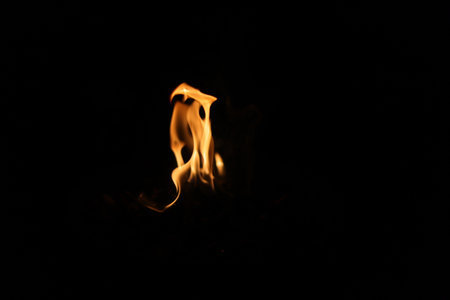 Fire flames on a black background. Fire flames isolated on black backgroundの写真素材