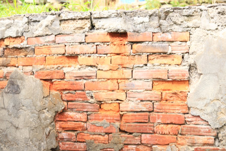 Old brick wall texture background for interior exterior decoration and industrial construction concept design.の写真素材