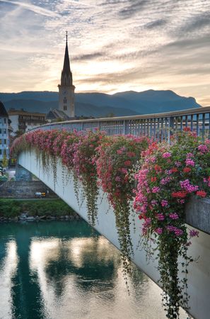 Sunset in Villach, Kaernten, Austriaの写真素材