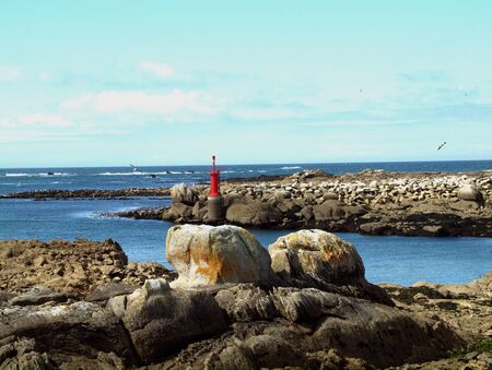 enge Hafeneinfahrt in bretonischen Hafenの写真素材