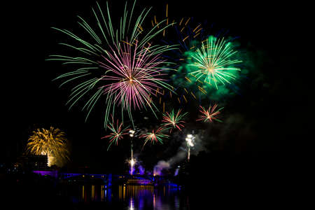 rehearsal of celebration in river Senna in Paris Franceの写真素材
